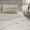 Cream Tufted Chenille Striped Duvet Set
