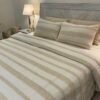 Cream Tufted Chenille Striped Duvet Set