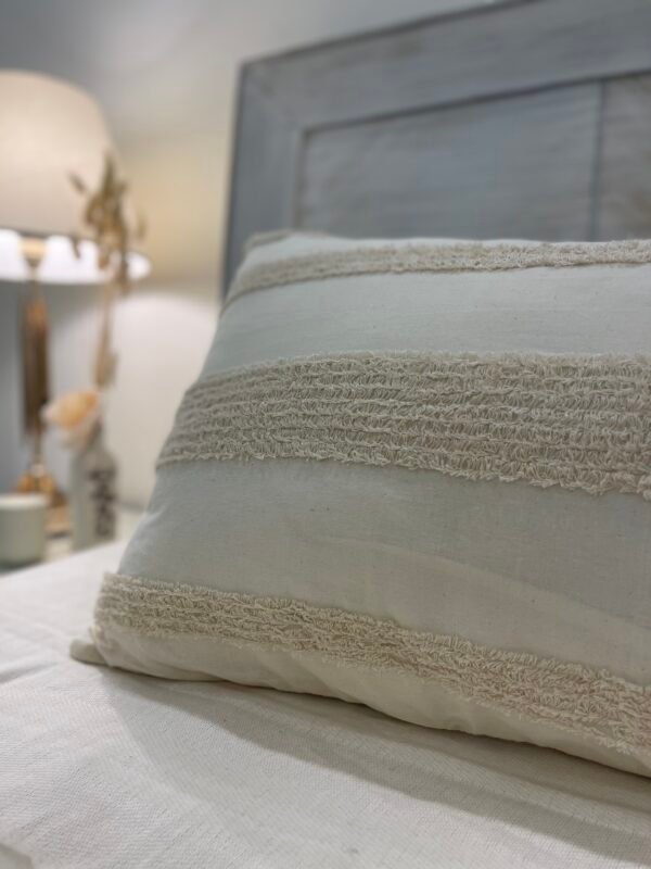 Cream Tufted Chenille Striped Duvet Set