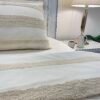 Cream Tufted Chenille Striped Duvet Set